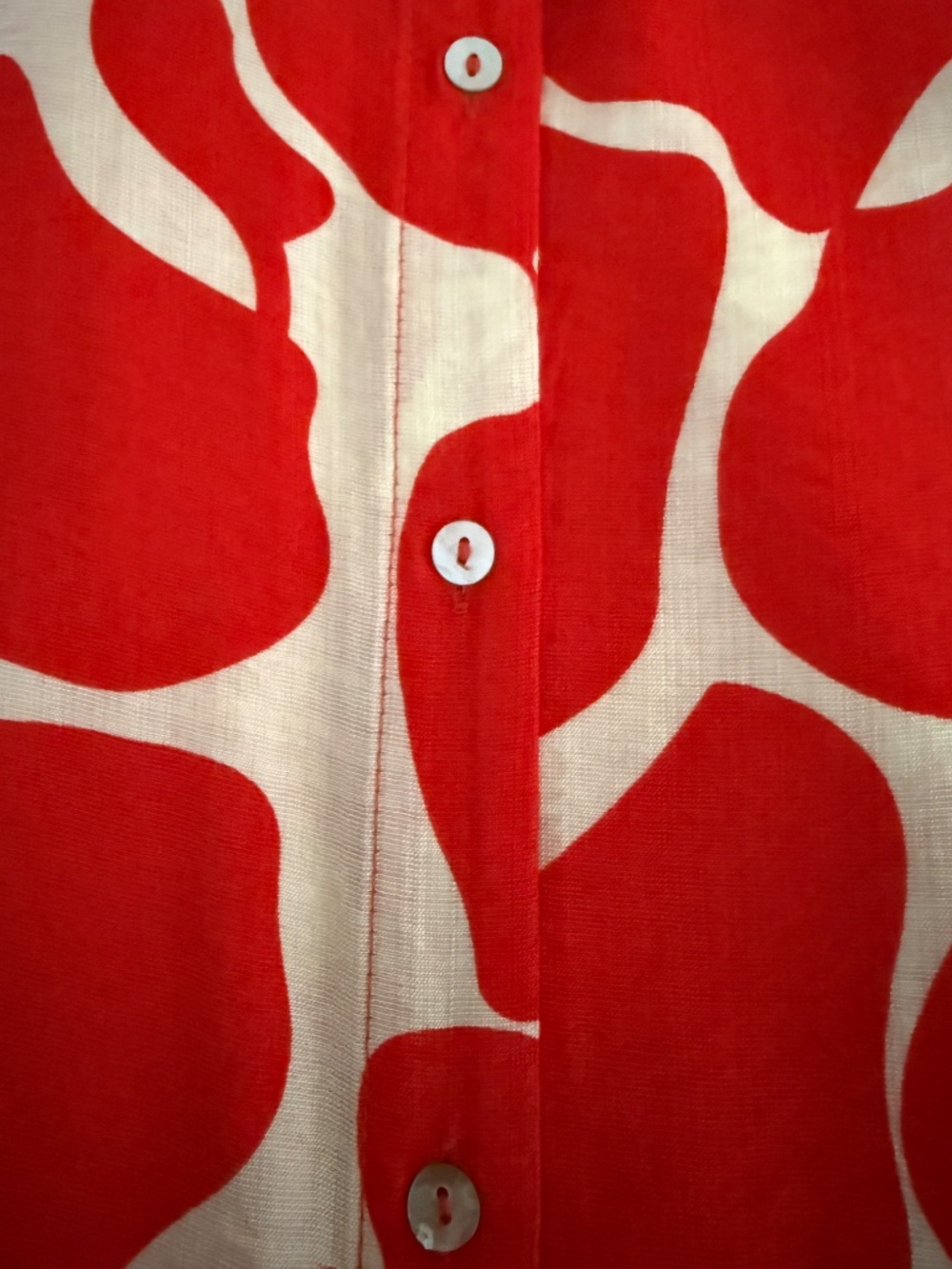 Umgee Red Abstract Print Oversized Button Front Blouse L NWOT - Picture 9 of 16